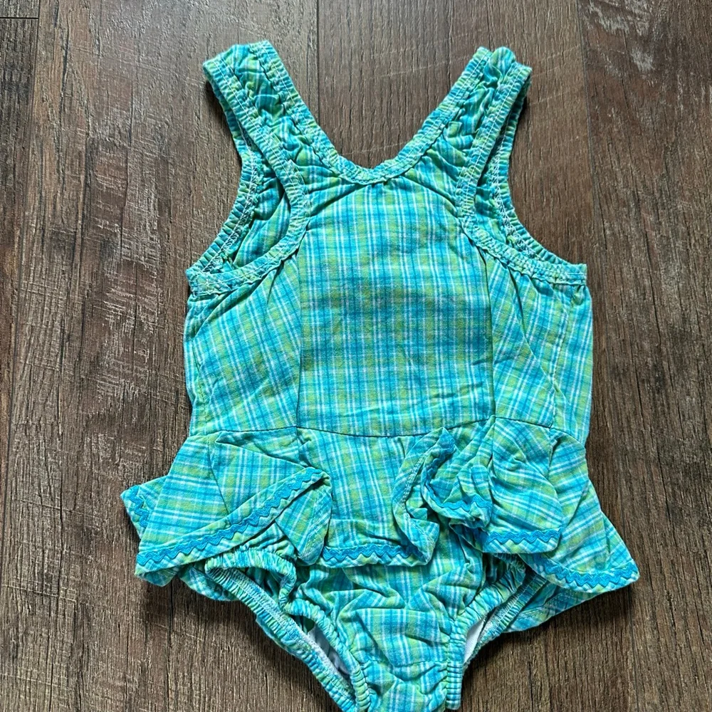 Baby The Bailey Boys One Piece Swimsuit 18 Months Blue Green Plaid Whale Boutiqu